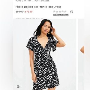 BNWT Loft Petite Dotted Tie Front Flare Dress